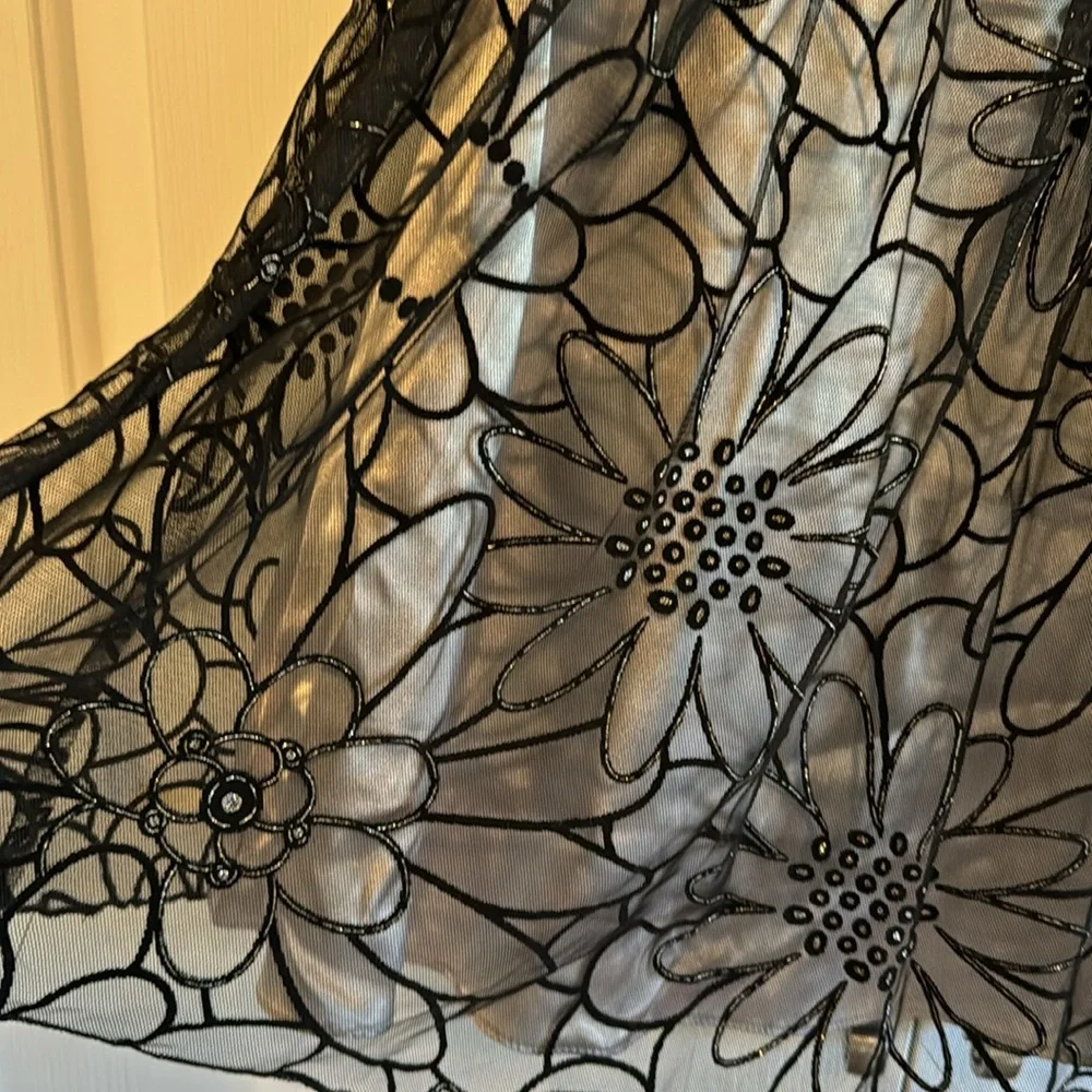 Dollar Brand Party Dress Gray with Black Floral Mesh Overlay Size XS - Picture 5 of 14